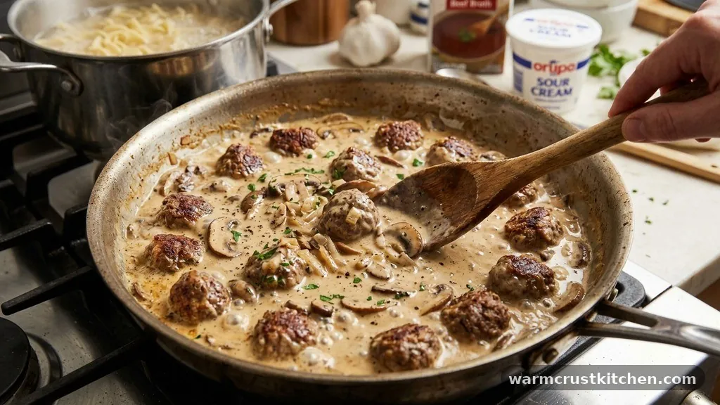 Mastering the Pan Sauce - Easy Meatball Stroganoff with Buttered Garlic Noodles